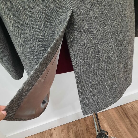 Pendleton Wool - Men's gray herringbone peacoat w/ faux fur collar - Picture 13 of 15